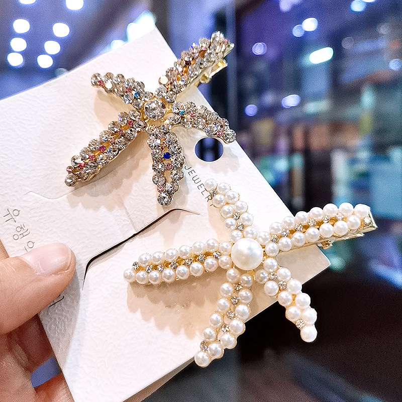 Vacation Women's Starfish Alloy Inlay Rhinestones Pearl Hair Clip display picture 7