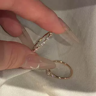 日系极简细闪仿钻素圈戒指女小众设计轻奢高级感七夕情侣