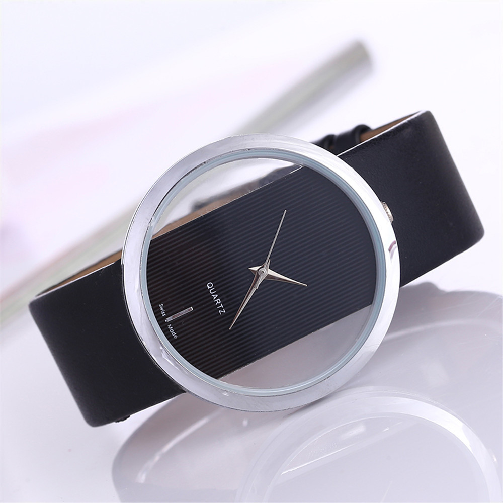 Cross-border foreign trade simple fashion atmosphere transparent hollow neutral watch lovers belt quartz watch manufacturers wholesale