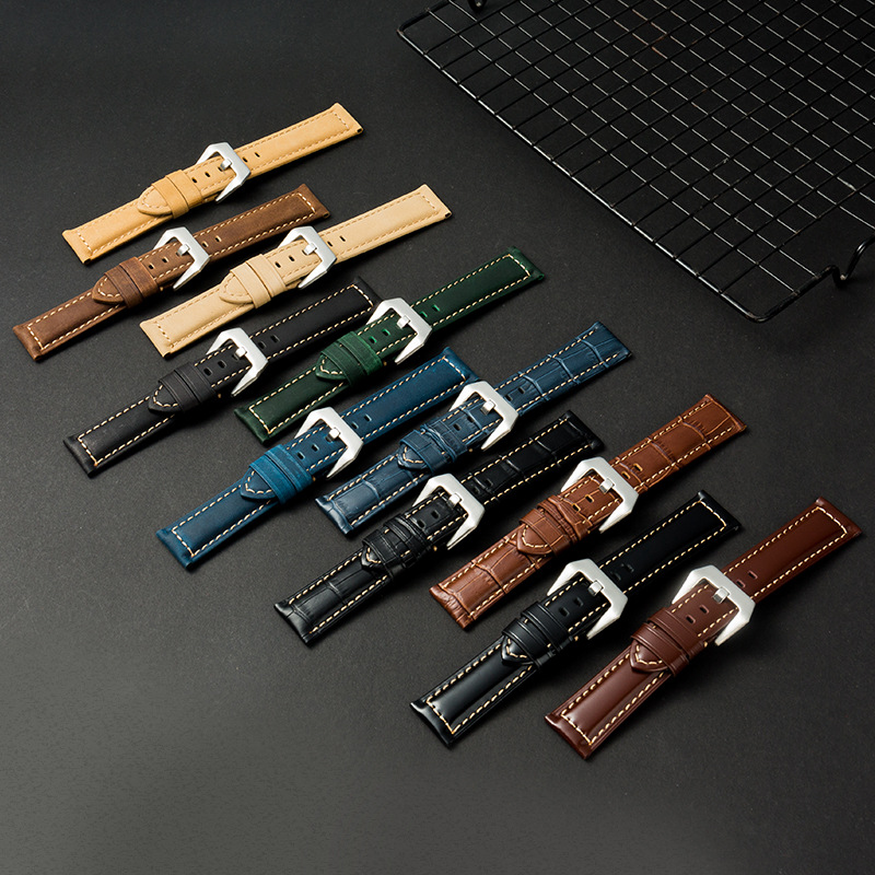 En stock al por mayor de cuero de Caballo Loco de grasa de mar correa de reloj europeo y americano esmerilado retro áspero de cuero de vaca loca correa de reloj 222426mm