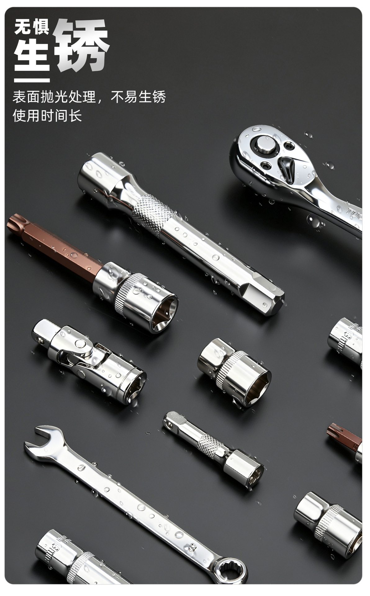 Tosen Tools Auto Repair and Maintenance Tools Manual Socket Wrench Combination Set Complete Socket Set
