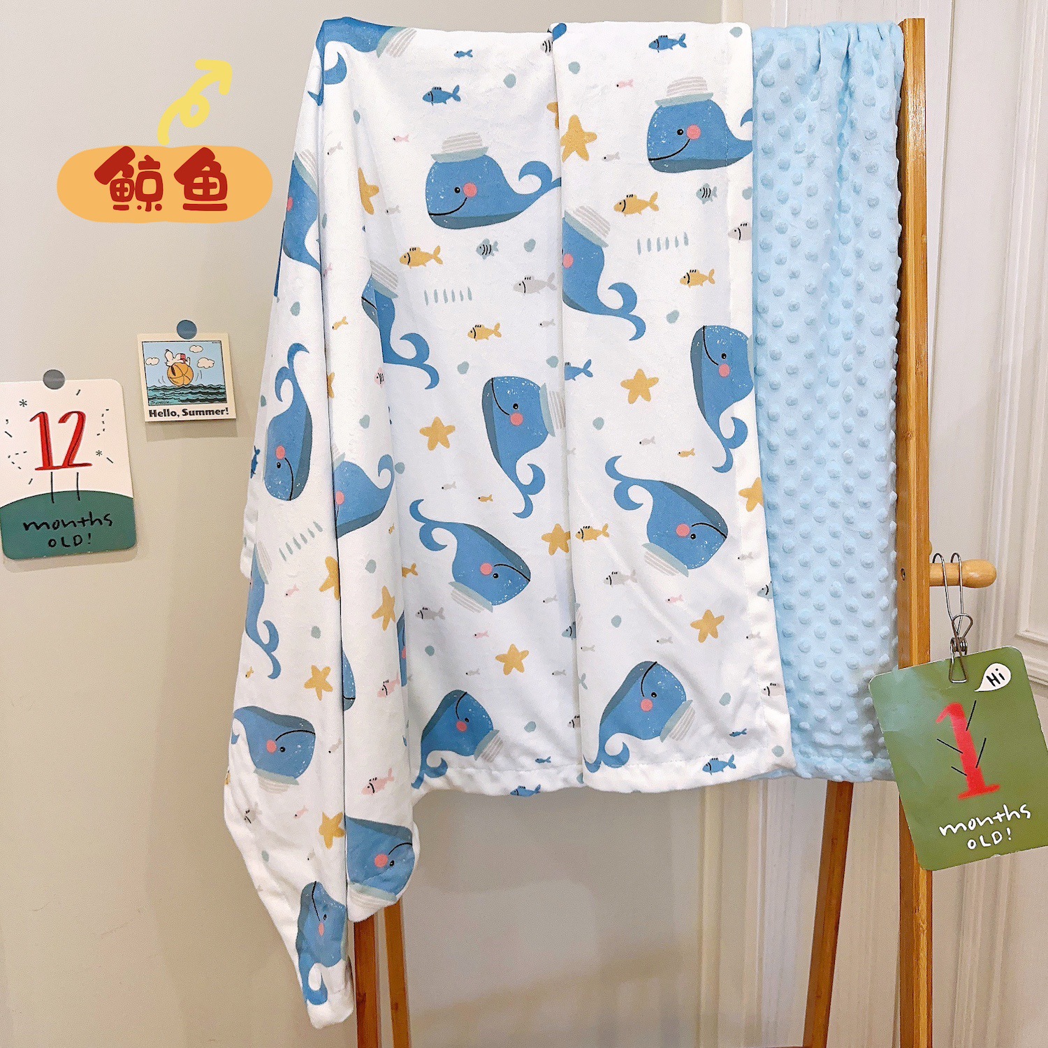 Manta acolchada para niños, manta tipo gorro, manta de doble capa de terciopelo cristalino, manta para siesta de bebé, manta esponjosa