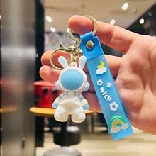 太空人航天卡通可爱小人手机汽车钥匙扣挂件PVC软胶定制 手绳挂件