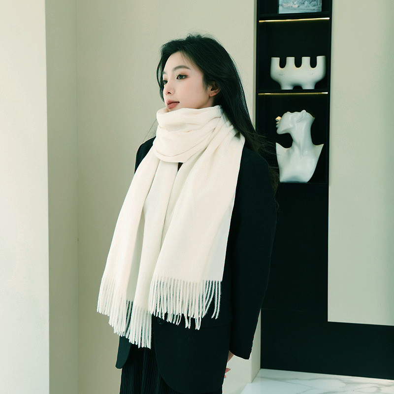 ウールスカーフ女性の冬のハイエンドカシミヤスカーフ多用途無地メンズショール韓国赤いスカーフ卸売|undefined