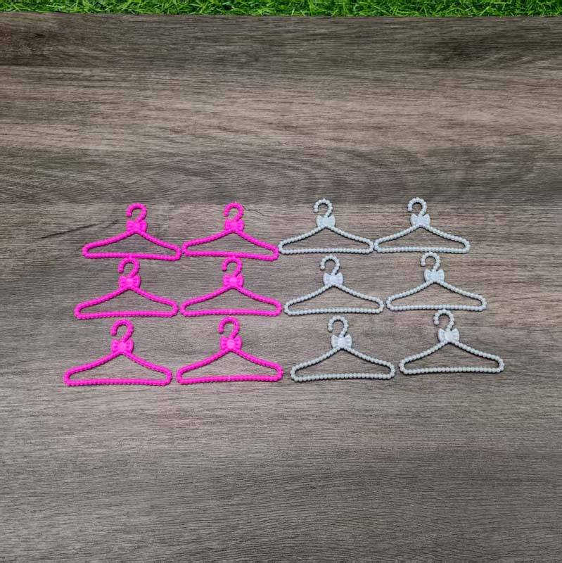 6-Point Dress-Up Barbie Doll Toy Clothes Hanger Plastic Clothes Hanger Pink Silver Gray 10-Pack Bead Dot Clothes Hanger