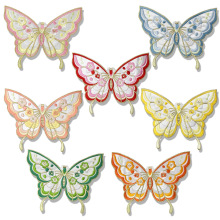 多色新款国风刺绣蝴蝶布贴DIY古装汉服装饰画头饰补丁贴服装辅料
