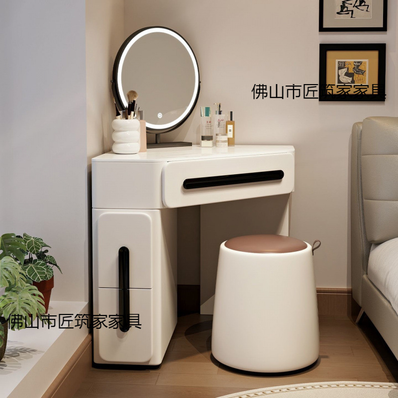 Triangular Corner Dressing Table Storage Cabinet Integrated Cream Style Master Bedroom Bedside Corner Corner Dressing Table Small 80cm