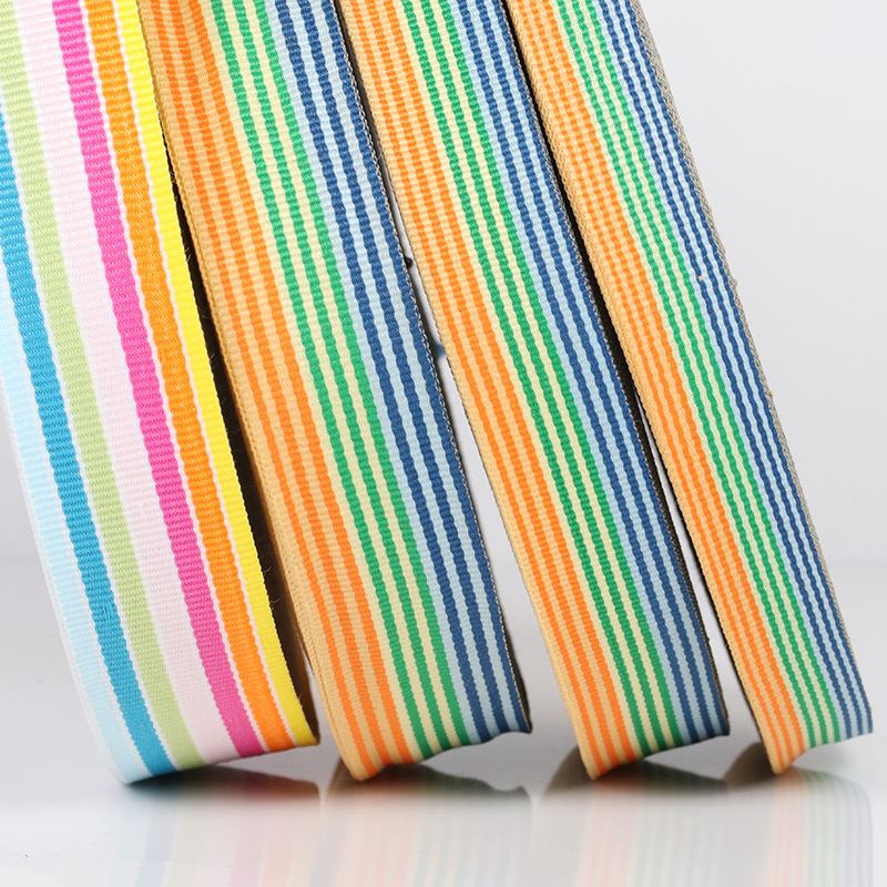 Inter-color striped woven ribbon seven-color rainbow encrypted polyester plain weave band pants patch band clothing accessories