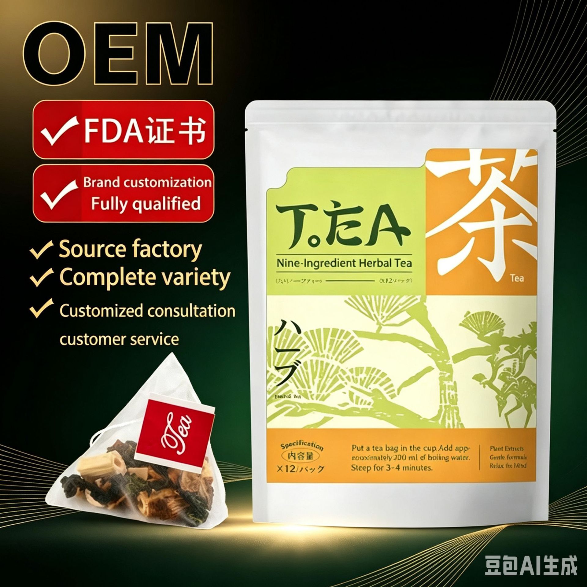 Nine Herb Blend Tea Bags 60g Cold Brew Herbal Flower Tea with Mulberry Leaf Kudzu Root and More overview