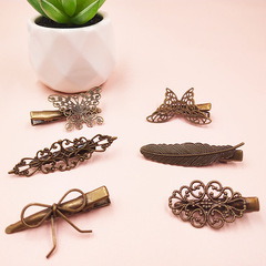 Forest-style Japanese original handmade retro literary palace hair clip edge clip dragonfly butterfly feather hair accessory duck bill clip