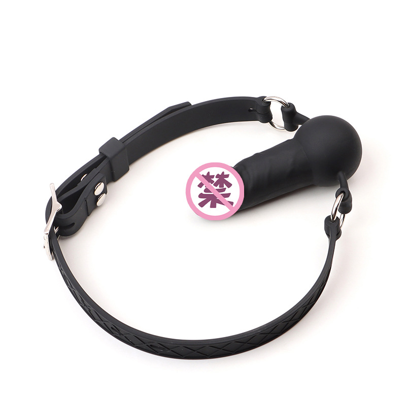 Silicone Ball Gag with Purple Accessory, Adjustable Bondage Mouth Gag for Adults — detail image 8
