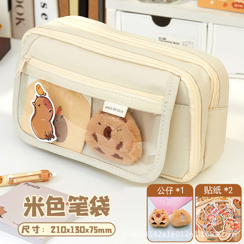 Kapibala 痛みバッグ鉛筆バッグ高価値 9 層メイラードコーヒー色文具バッグキャンバス汚れにくい鉛筆バッグ卸売|undefined
