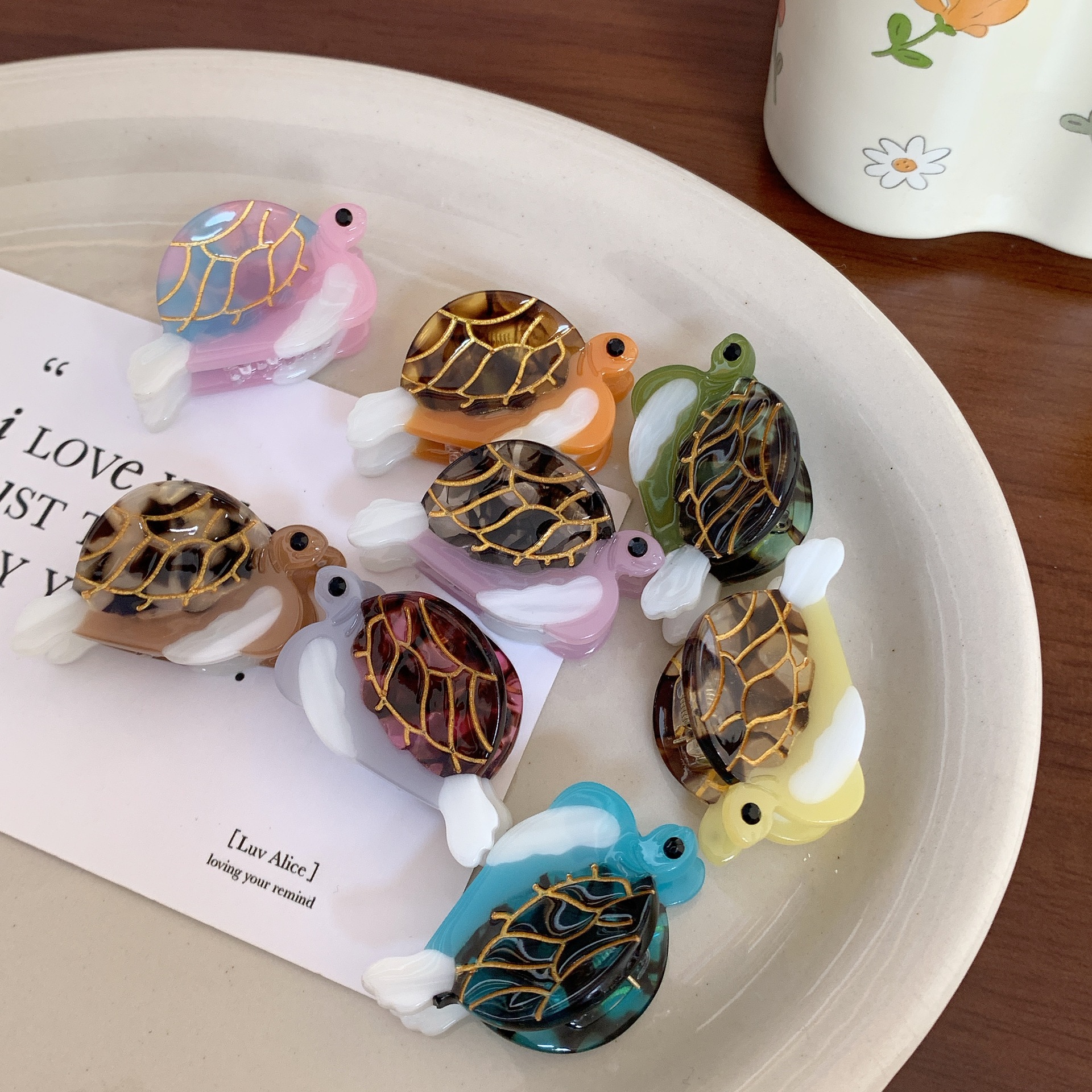 Tortoise Pattern All Seasons Season Cute Women's Tortoise Acetic Acid Sheets Hair Claws