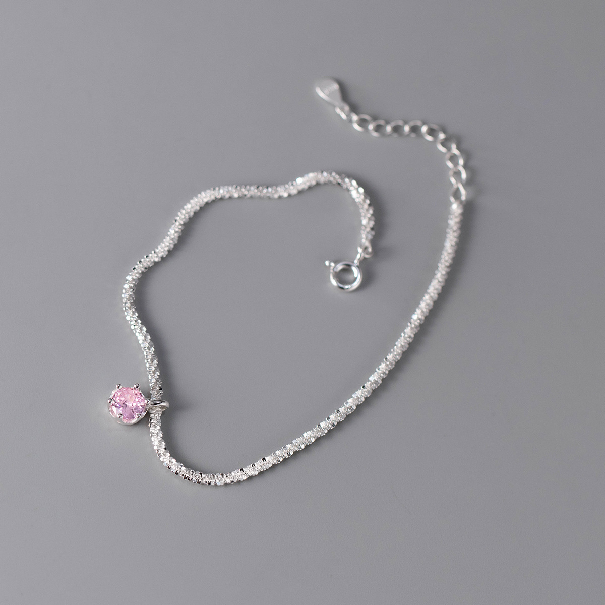 S925 tobillera de gypsophila de diamante flash de plata esterlina para mujer, brillante, sin color, cadena de pierna, anillo de pierna de nicho de lujo ligero