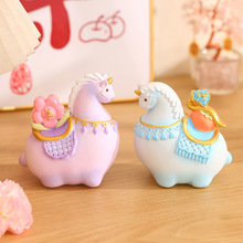 唐三彩小胖马旅游文创礼品纪念品家居桌面装饰树脂小摆件创意礼物