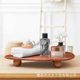 美式木质化妆品收纳架浴室洗漱用品毛巾架氛围感香薰蜡烛玄关摆件