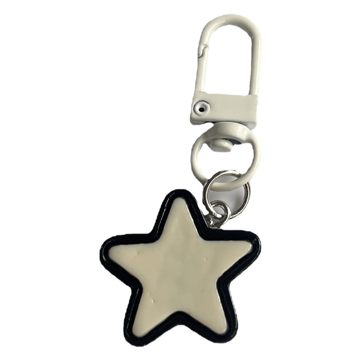 Blanco y Negro estrella llavero estrella de cinco puntas lindo y2g vintage colgante novias dulce fresco ins estilo todos los partidos mochila Accesorios