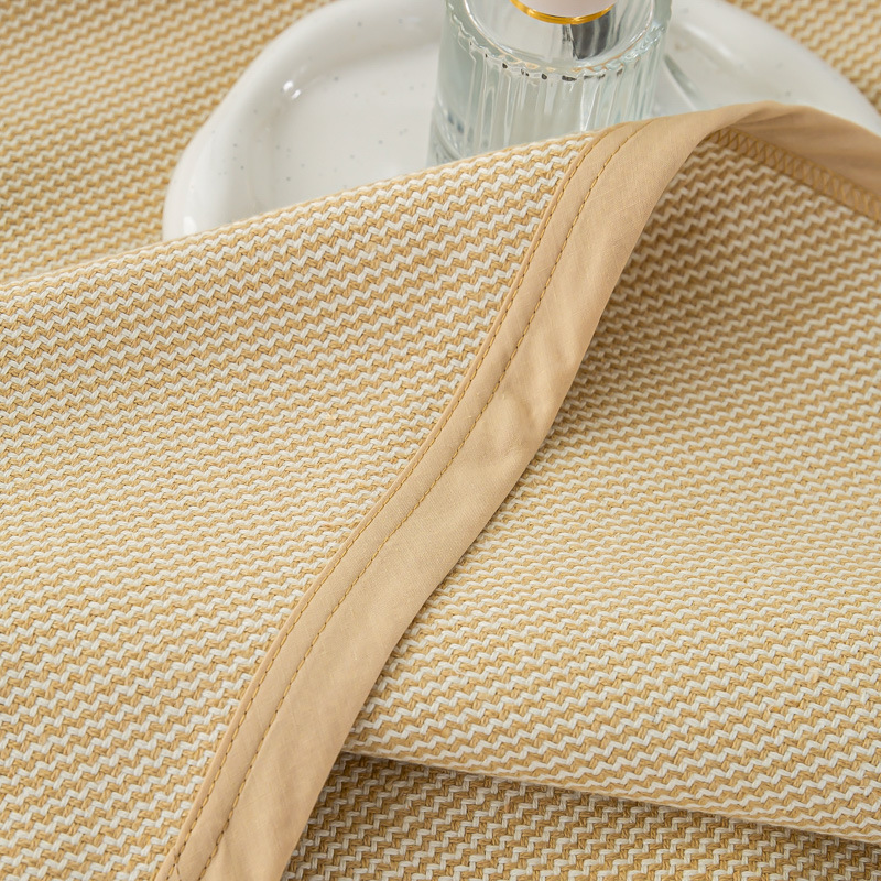 厂家批发汉麻棉面料 格子汉麻凉席   夏天凉席大麻面料凉席面