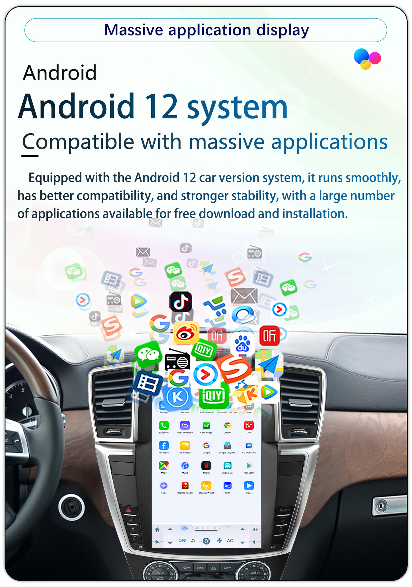 Suitable for 12.1-Inch 12-15 Mercedes-Benz Gl/Ml Android Large Vertical Screen Carplay Navigation 360 Panoramic All-In-One Machine