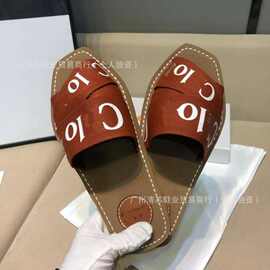 外贸高版本法国潮牌拖鞋女士CD刺绣双层大底夏季外穿轻便一字拖鞋