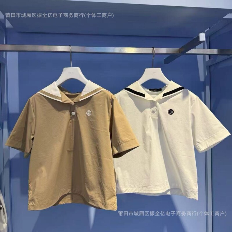 Women's Golf Clothing, Summer College Style Lapel Short-Sleeved Shirt, Lightweight, Breathable, Loose, Sporty, Casual, Versatile Top Women's Golf Clothing, Summer College Style Lapel Short-Sleeved Shirt, Lightweight, Breathable, Loose, Sporty, Casual, Versatile Top