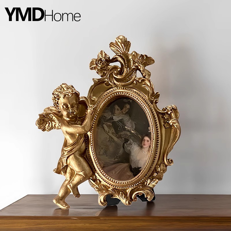 Relief Creative European Style Photo Frame Gold Resin Display Stand 3inch Picture Frames Wall-Mountable Decorative Photo Frame Photo Wall Set