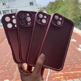 适用苹果iP16E/华为夏季高级金属漆玫瑰金色软防摔全包粉色手机壳