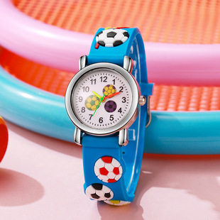 Summer Holiday Kidsren's Sports Watch Football Element Fun Design Colorfulful Silicone Stereo Pattern Quartz Watch