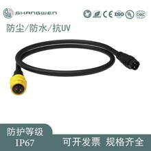 M19自锁式电源两芯输入黄色IP65电源工业防水插头线缆3针铍铜镀金
