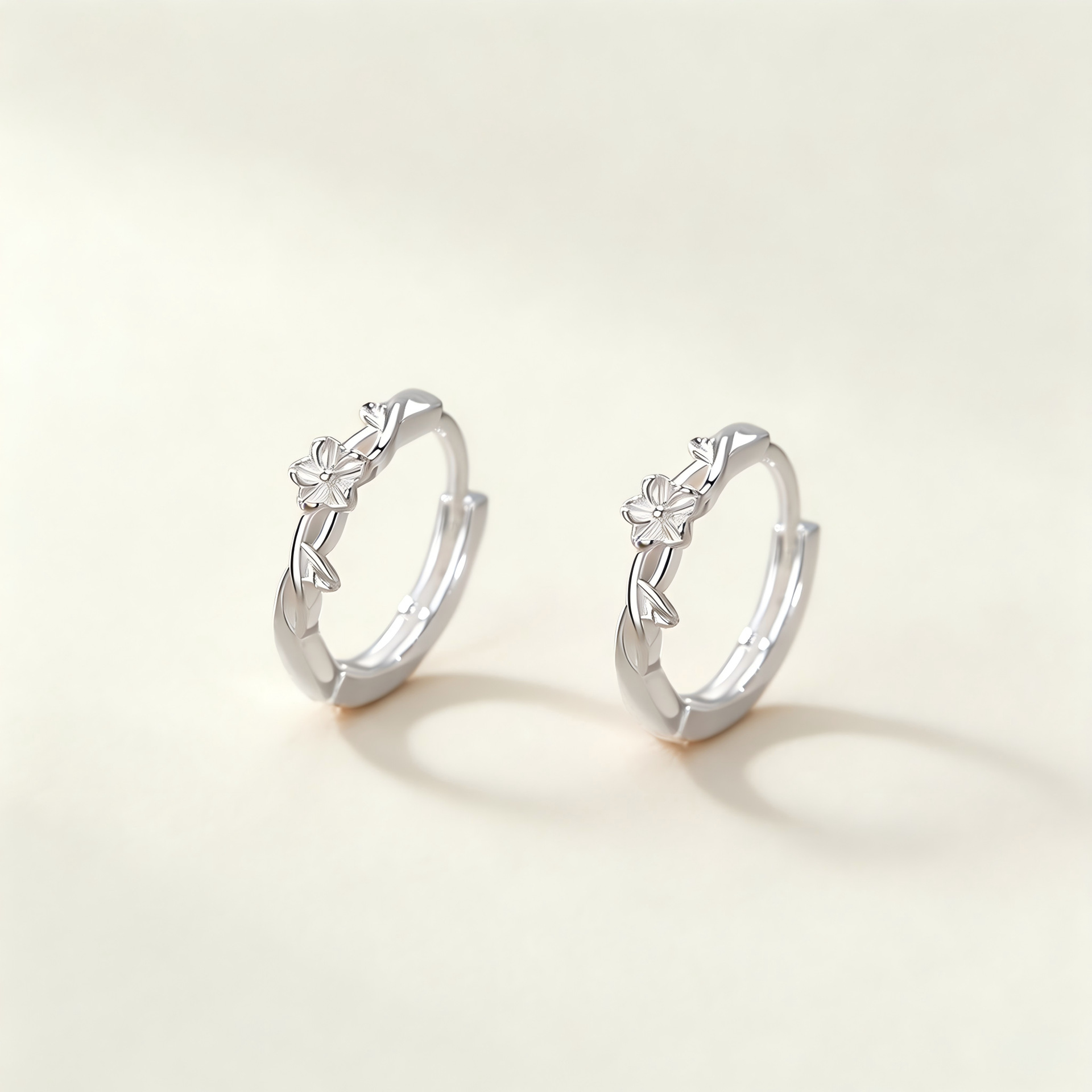 S999 silver, delicate floral branch earrings, a stylish and versatile accessory for women, offering a touch of understated luxury and a unique, high-end aesthetic
