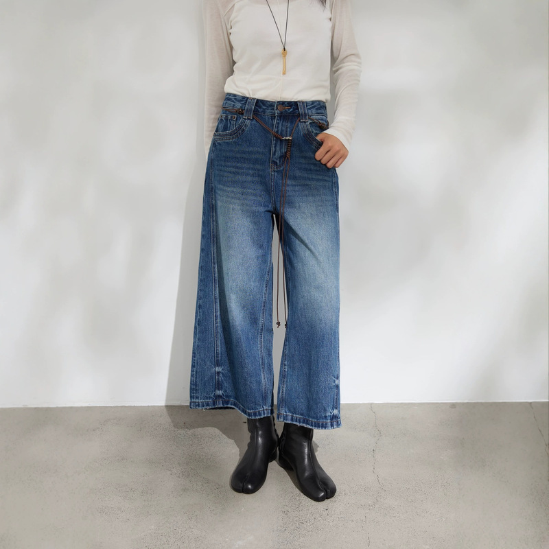 Lanmi 9/10 length, non-stretch, three-dimensional silhouette, straight-leg pants, all-cotton, high-waisted, loose-fitting, wide-leg pants for petite figures Lanmi 9/10 length, non-stretch, three-dimensional silhouette, straight-leg pants, all-cotton, high-waisted, loose-fitting, wide-leg pants for petite figures
