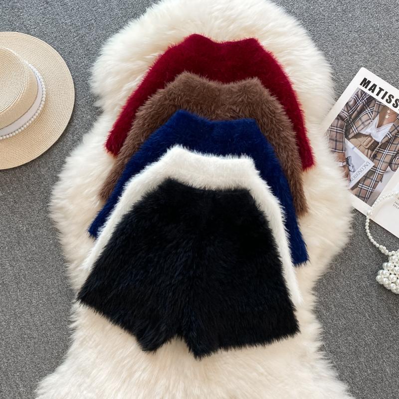 Black Plush Knitted Shorts Women's Winter Outer Wear Thickened High Waist Elastic Tight Boots Pants Small Slim Look Pants Black Plush Knitted Shorts Women's Winter Outer Wear Thickened High Waist Elastic Tight Boots Pants Small Slim Look Pants