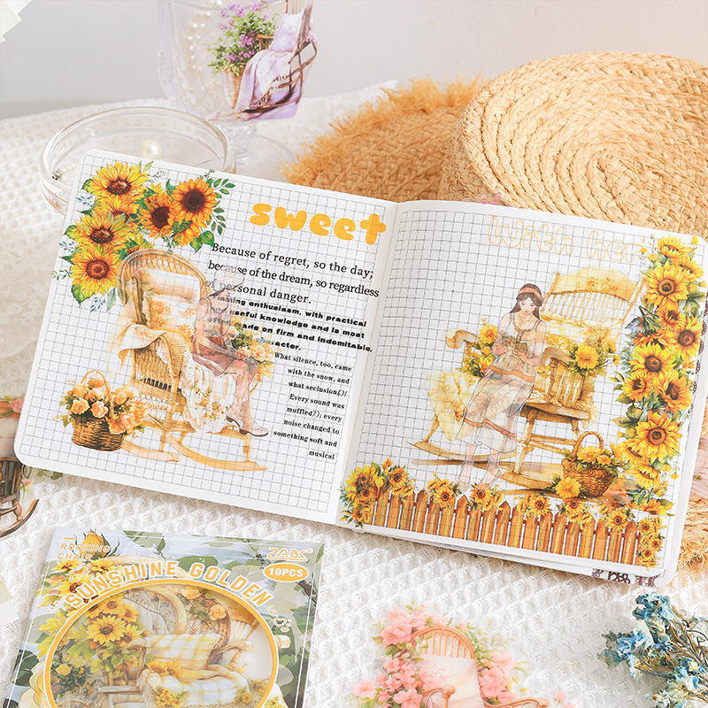 Silla de meditación de aire caliente niebla superficie impermeable pet pegatinas diy diario pegatinas retro mecedora pegatinas pastorales bolsa