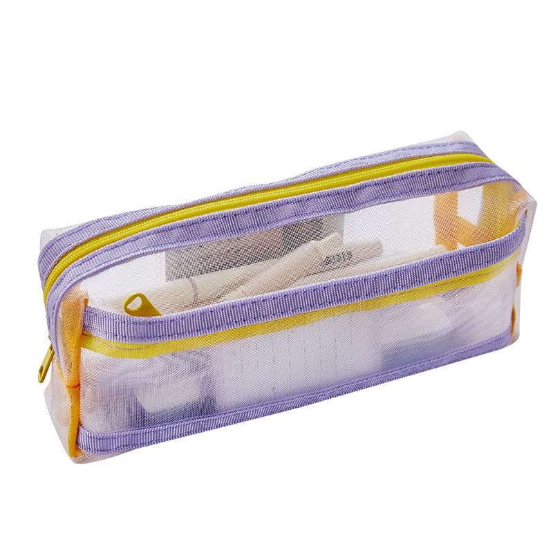 Nueva bolsa de lápices de malla de verano simple, caja de papelería de gran capacidad, caja de lápices multifuncional para exámenes de estudiantes, bolsa de almacenamiento