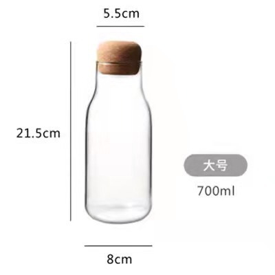 透明な保存瓶 家庭用コーヒー瓶 キッチン収納瓶 キャンディー瓶 茶葉瓶 コルク栓付きガラス瓶 密閉|undefined