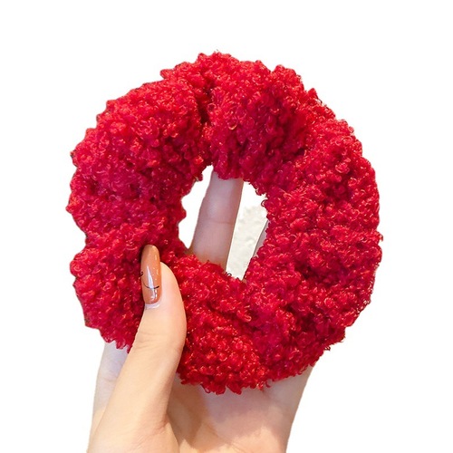 Korean Warm Plush Hair Tie Autumn and Winter Style Spliced ​​Hair Rope Fur Hair Rope Wholesale Retro Pig Intestine JK Hair Accessories for Women