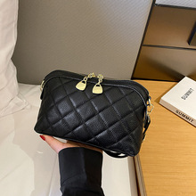 头层牛皮女包2025年新款洋气绣线小方包百搭真皮单肩斜挎小包包