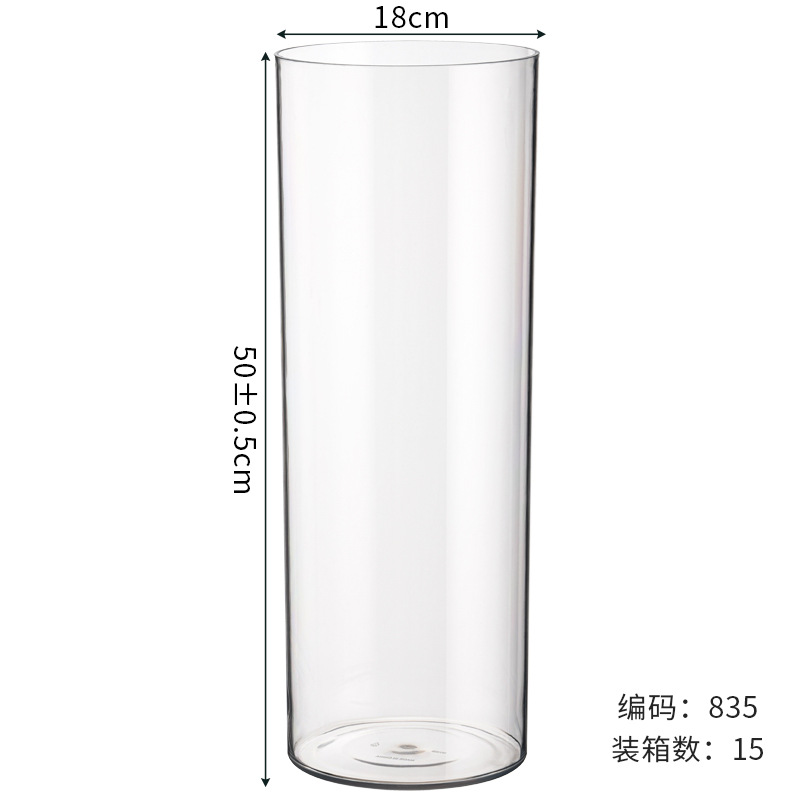 Jarrón de flores de plástico de sensación medieval de alta gama - Múltiples tamaños, alta transparencia, cubo despertador de flores, a prueba de caídas, imitación de vidrio, cubo para floristería/flores frescas