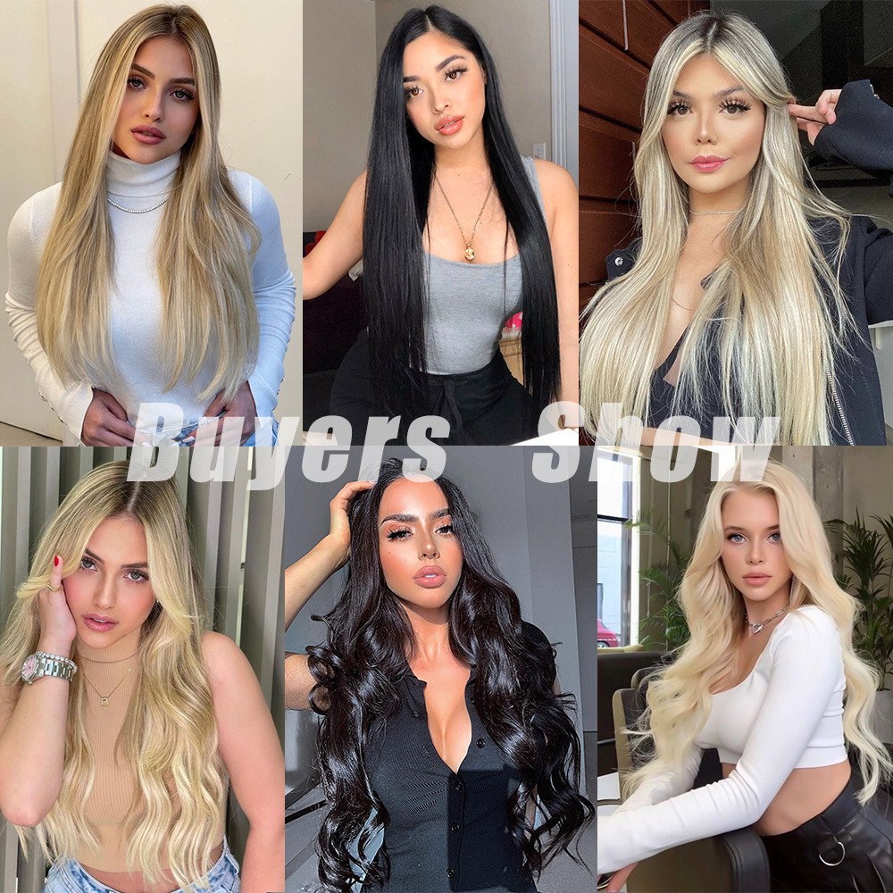 55CM una pieza de extensión de cabello de cinco tarjetas multicolor extensión de cabello de pelo rizado largo