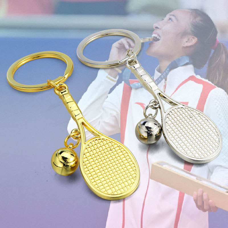 クリエイティブシミュレーション立体バドミントンキーホルダーテニスラケットスポーツキーホルダー卓球キーペンダント小プレゼント