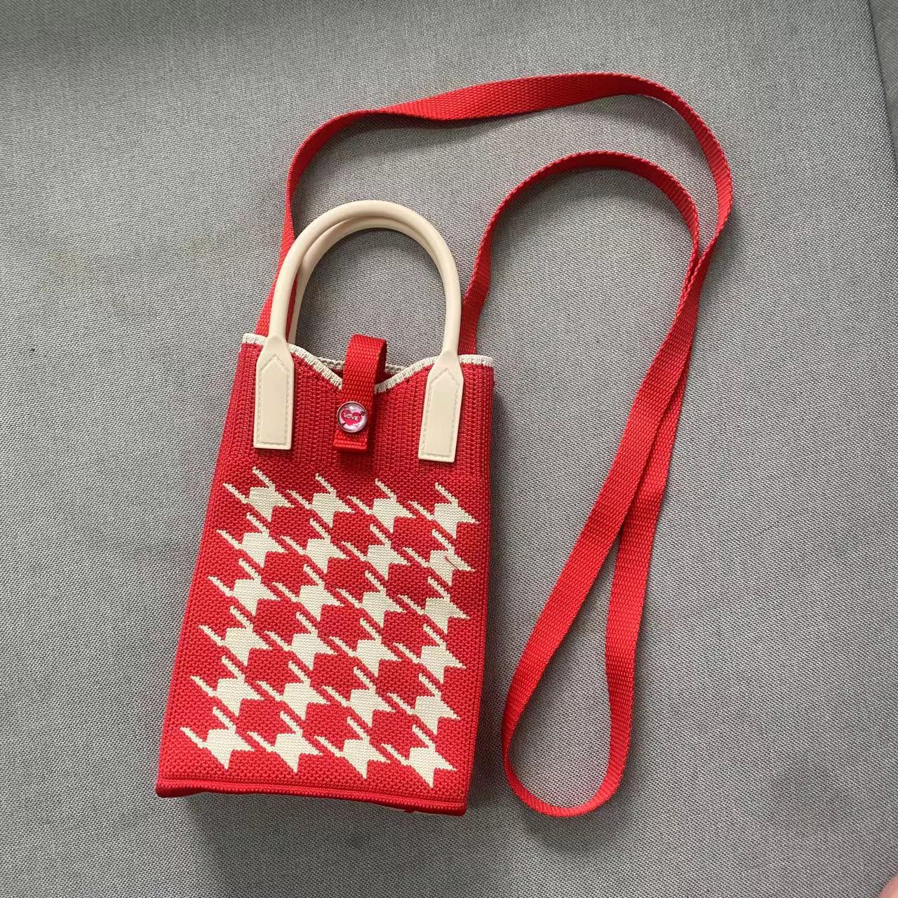 Nuevo amor bolso del teléfono móvil bolso de punto al por mayor de gran capacidad bolso de mano estudiante crossbody bolsa de lana fábrica