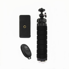 Universal Smartphone Bluetooth Selfie Stick Photo Kit Tripod with 3 Feet and Octopus Sponge Stand Live Streaming Tripod