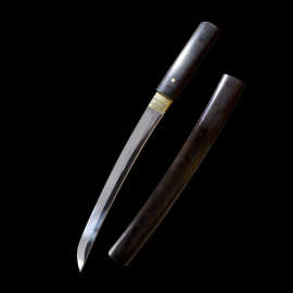 手工一体居合刀黑檀木短刀日本刀胁差东洋武士防身刀剑批发未开刃