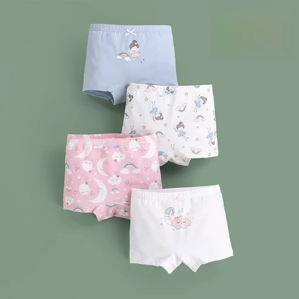 Children's Boxer Briefs for Summer, Medium and Large Kids, Girls, Baby A-Class Pure Cotton Breathable Girls' Underwear for Ages 2-12