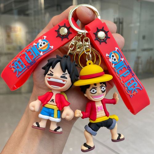Cross-border Pirate King Keychain Anime Luffy 3D Figure Schoolbag Clip Car Keychain Small Gift Wholesale
