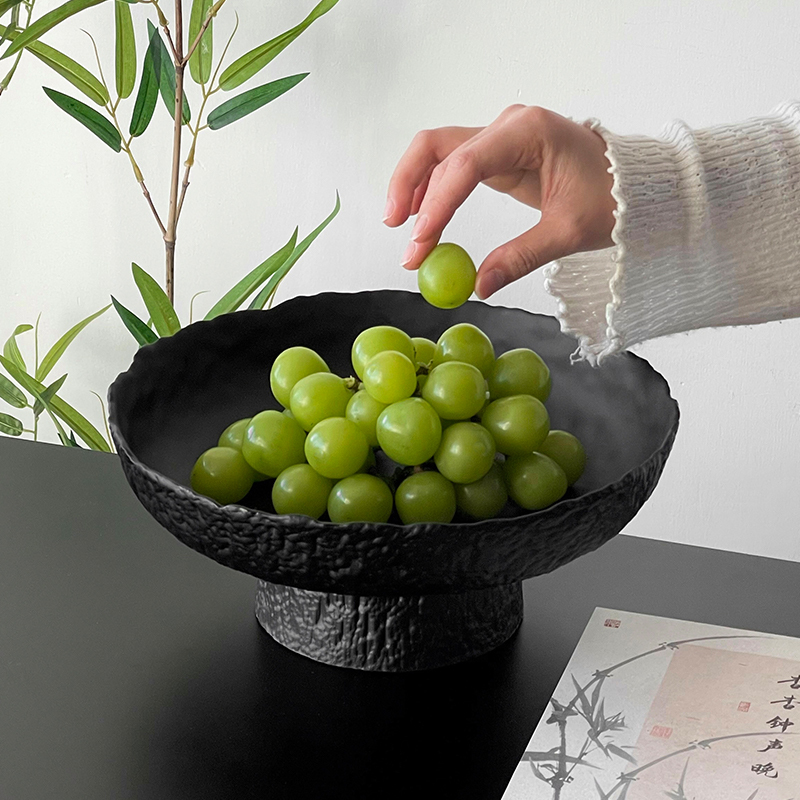 Ice Dew High Foot Fruit Plate Crystal Glass High Color Value Hammer Plate High Color Value Dinner Plate Fruit Plate Dishpoint Plate Ornaments