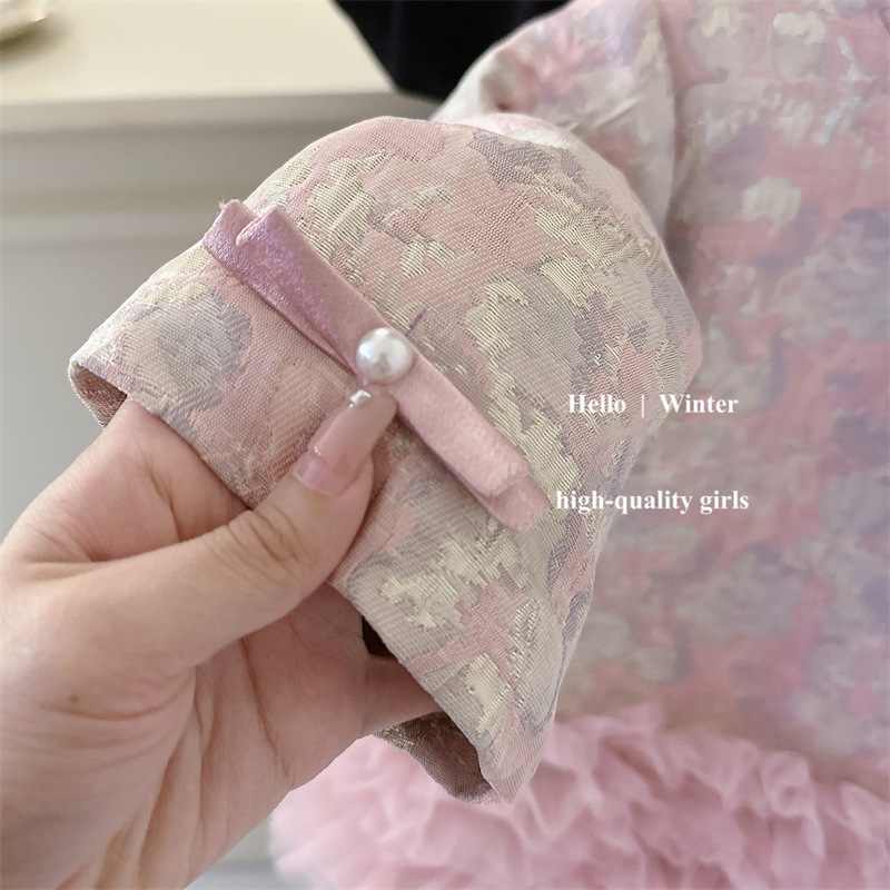 2025 vestido de traje Tang de doble cara grueso acolchado para niñas nuevo vestido cheongsam de malla china vestido de Año Nuevo para niños