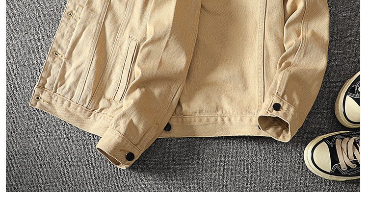 Ropa de hombre, ropa de trabajo, chaqueta corta con solapa, top informal de moda, chaqueta vaquera blanca, abrigo informal ajustado, ropa de trabajo, estilo coreano, moda de primavera y otoño._voghion.com