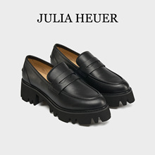 JH轻奢小众 2024春季新款女士厚底乐福鞋舒适一脚蹬松糕鞋女单鞋