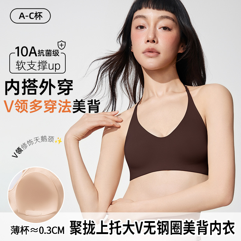 611 Seamless Halter Neck Lifting Thin Foundation-Like Bra with Gathered Design, Wireless, Backless, Pure Desire Lingerie 611 Seamless Halter Neck Lifting Thin Foundation-Like Bra with Gathered Design, Wireless, Backless, Pure Desire Lingerie